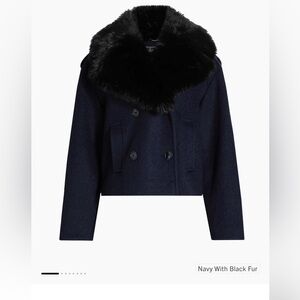 Women's Navy Jacket with Black Fur Collar by Mercer Collective